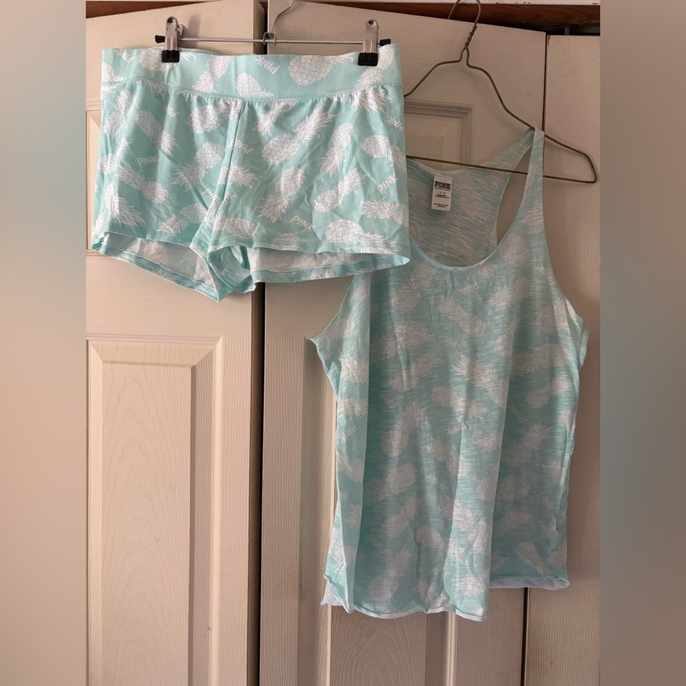 Vintage Victoria's Secret PINK Pineapple Print Lounge Sleepwear Set size large
